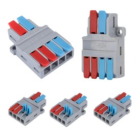 MiJunHD 2 In 4 Out Quick Lever Push-in Electrical Wire Terminal Block, 5 PCS Wire Connector Splitter Distribution for Surface Wiring & Circuit Inline (0.08-6mm² Wire, 35-10 AWG, 250V, 35A)