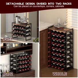 Alytree 40 Bottle Wine Rack Freestanding Floor, 8-Tier Wine Storage Racks with Table Top, Detachable Wine Bottle Holder, Bar Stand Display Shelf for Kitchen, Bar