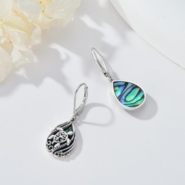 YYmqmq Turtle Earrings for Women 925 Sterling Silver Abalone Tree of Life Dangle Earrings Ocean Jewelry Sea Turtle Gifts for Women Girlfriend Mom