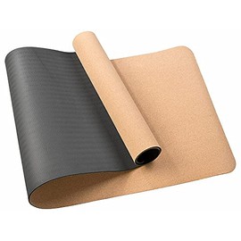 Newgen Medicals Gymnastikmatte: rutschfeste Yoga-Matte aus Kork und Natur-Kautschuk, 173 x 61 x 0,5 cm (Yogamatte Kork, Fitness-Yoga-Übungsmatte, Anti Rutsch)