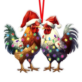 WhatSign Chicken Ornament for Christmas Tree Farm Christmas Ornament Farmhouse Chicken Christmas Ornament Rooster Ornament Farm Animal Chicken Christmas Tree Ornament Decorations Rooster Chicken Gifts