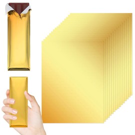 Derkerry 120pcs Chocolate Bar Wrappers - 6 X 7.5 inch Golden Candy Bar Packaging Wrappers Paper with Thick Paper Backing for Homemade Sweets Holiday Gifts, Kitchen Food-Grade Packaging