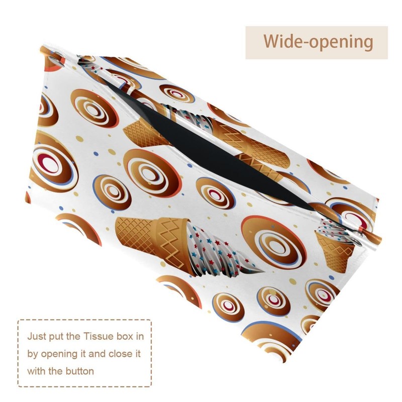 2 Pack Tissue Box Cover Holder, Star Ice Cream Patterns