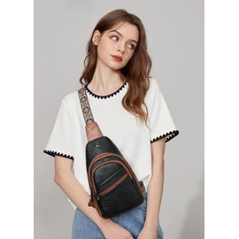 Shrrie Sling Bag Crossbody Bag for Women Vegan Leather Fanny Pack Women Small Travel Purse Chest Waist Bag For Daily Use