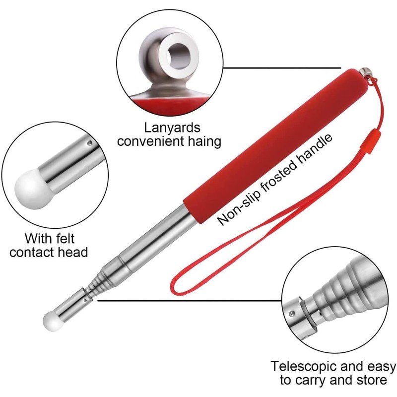 BOBOZHONG Extendable Pointing Rod with Wrist Strap, Pack of 2