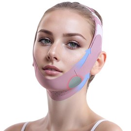 Graphene V-Line Mask. Shapes V-line face, reduces double chin. Ice silk, graphene materials. 3D design, adjustable fit. Comfortable for daily use. Hand washable. Ideal for facial contour improvement. # VLineMask # Facial Contouring - Color: lilac, Size: 
