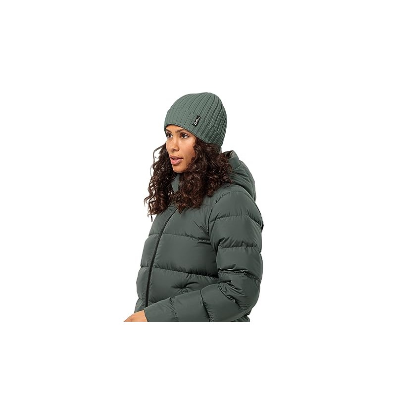 Jack Wolfskin Rib Knit Beanie Hat, Hedge Green, Standard Size