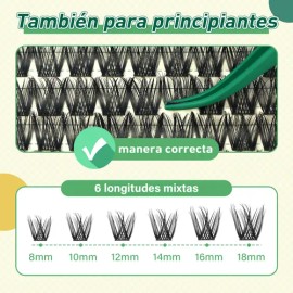 Extensiones De Pestañas Kit 144pcs Mixta Gruesa Y Natural                                                                                             