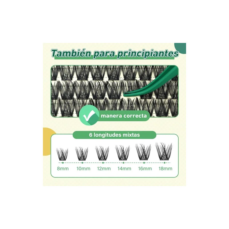Extensiones De Pestañas Kit 144pcs Mixta Gruesa Y Natural