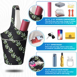 Sweatcessful Yoga Mat Bag - Holds More Yoga Accessories - Extra-Large, Multi-Functional Tote With Pockets - Wide, Adjustable Shoulder Strap - Fits Most Size Mats
