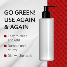 Impresa Plastic Pump Dispenser Bottle - Versatile Lotion Bottle with Pump for Massage Oil - Dishwasher-Safe Refillable Lotion Dispenser - Opaque, 8 Fl Oz, 6-Pack