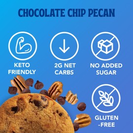 ChipMonk Keto Cookies - Chocolate Chip Pecan (6 Pack) Low Carb Keto Snacks - Gluten-Free, High Fat, Low Sugar, Ketogenic Sweet Snack Foods, Healthy Macro Nutrition Treats