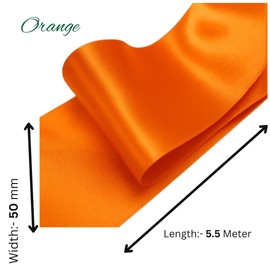 Fijikom Solid Color Orange Ribbon-50mm X 5.5 Meter.Satin Ribbons for Crafting and Party Decorations.Wedding Car Ribbons.Perfect Ribbons for Gift Wrapping,Sewing, DIY and More. (Orange 50mmx5.5Meters)