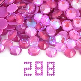 Blinginbox Flatback Glass Rhinestones,Luminous Gems 288pcs Non Hotfix Crystal Rhinestones for Nail Crafts Clothes Tumblers Face Makeup,Lt.Purple AB Luminous,SS30