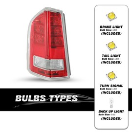 SOCKIR Tail Light fit for 2011-2014 Chrysler 300 Rear Taillamp Taillight Brake Light Replacement (Passenger&Driver Side)