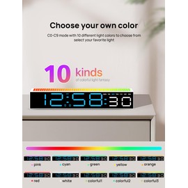 MASHI Digital Alarm Clock, Digital Clock for Bedrooms with 10 Color Changing Night Light，DST, Adjustable Brightness,Dynamic Music Sync for Bedside, Gaming PC & TV Backlight Strips Decoration (Bule)