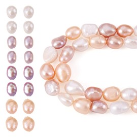 Cheriswelry Pearl Beads for Bracelets 6.5-13mm Natural Cultured Freshwater Pearl Beads Seashell Spacer Bead for Bohemia Necklace Earrings Jewelry Making Hole 0.5mm(2 Strands, About 20-21Pcs/Strand)