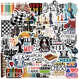 AUCEKO Pack of 50 Chess Stickers Pack Chess Class Sticker Set Waterproof Vinyl Sticker for Laptop Children Cars Motorcycle Bicycle Skateboard Luggage Suitcase Computer Sticker Graffiti Decal