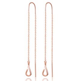 Winglove 18K Gold Plating 925 Sterling Silver CZ Hollow Teardrop Dangle Earrings Cubic Zirconia Circle Earrings Jewelry for Women and Girls. (Rose Gold-2)