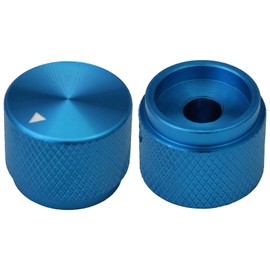 6mm Round Hole Large Solid Aluminium Control Knob HiFi Volume, Guitar Tone Pack Of 2 (Blue)