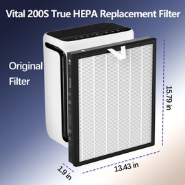 Vital 200S True HEPA Replacement Filter for LEVOIT Vital 200S and Vital 200S-P Air Purifier,3-in-1 H13 True HEPA,High-Efficiency Activated Carbon Replacement Filter,Vital 200S-RF,2 Pack, White