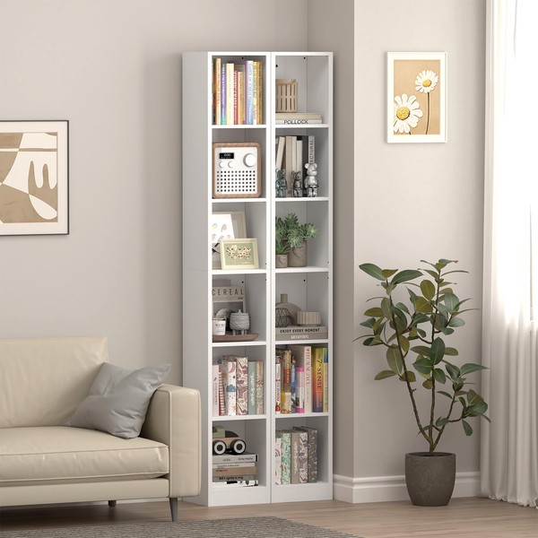 NICEGDLT 78" Tall Narrow Bookshelf,6-Tier Bookshelf and Bookcase, Freestanding Display