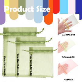 Pack of 100 Army Green Organza Bags, 9 x 12 cm, Small Gift Bags, Organza Bags with Drawstring, Wedding Candy Bags, Jewellery Bags, Christmas Gifts, Birthday Party