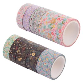 TEHAUX 10rolls Washi Tape Set Decorative Masking Tape for Journals Scrapbooking DIY Crafts Floral Designs Easy to Remove Residue