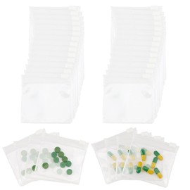 Pill bags, zip bags, small plastic bags, 48 pieces bags with zip, small bags, resealable bags, mini bags, pouch bag, tablet storage, small bag