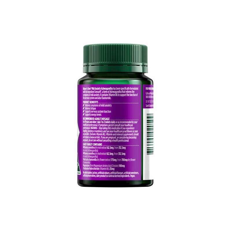 Nature's Own Mild Anxiety Ashwagandha 60 Tablets