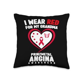 I Wear Red for My Grandma Prinzmetal Angina Awareness Throw Pillow