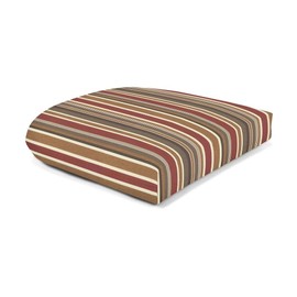 Reversible Indoor Outdoor 2.5 "Thick Deep Seat Wicker Patio Chair Cushion Square Shape & Rounded Back | Rust Brown Taupe Strips Overstuffed Filling All Weather UV Fade Stain Water Proof 18" W x 18" L