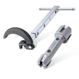 DURATECH 10 "-17" Telescoping Basin Wrench with 1-3/8" to 2-1/2" Large Jaw Capacity & Tub Drain Remover Wrench Aluminum Alloy Drain Removal Tool, Dual Ended