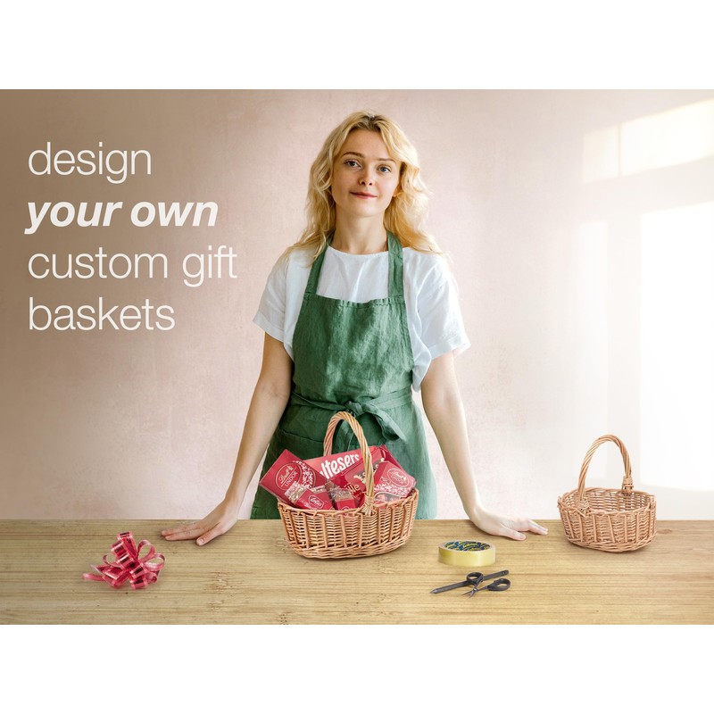 Woodluv Storage Baskets Set of 2, Wedding Flower Girls Baskets,