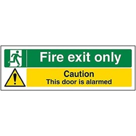 V Safety Fire Exit - Fire Exit Only/Door Alarmed - 300 X 100mm