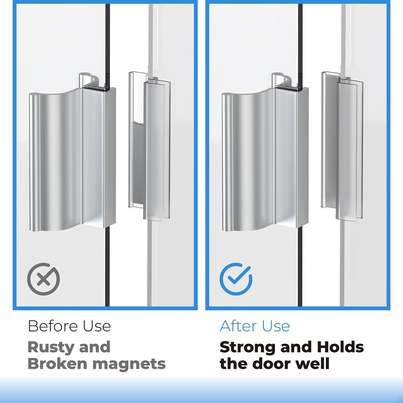 3"Magnet,3-3/4"Bright Chrome Frameless Shower Door Handle with Metal Strike |
