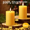 6 Pack Natural Beeswax Pillar Candles,100% Pure Beeswax Candles-192 Hours