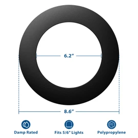 Amico 12 Pack Goof Rings for 6 Inch Recessed Lights, Can Light Trim Ring Cover, Outer Diameter 8.6-inch, Inner Diameter 6.2-inch, Durable Plastic Design, Black