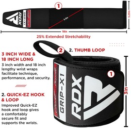 RDX Wrist Bandages Fitness Weight Training, Approved IPL USPA, 45 cm Gym Bandage Wrist Wraps Straps, Wrist Support Wrist Wraps Strength Training Weightlifting Accessories Men Women Lifting Straps