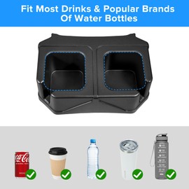 NNET Rear Dual Cup Holder for Ford Bronco 2024 2023 2022 2021 2/4 Door,Back Seat Expander Car Cup Holders Organizer Storage,Bronco Accessories,Black