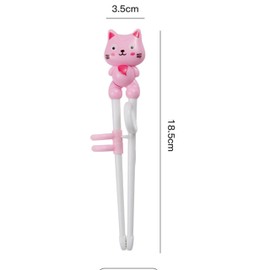 2Pairs kid chopsticks, learning chopsticks helper Practice Chopsticks for kids, training chopsticks with animals for beginners Toddler (cat pink +blue)