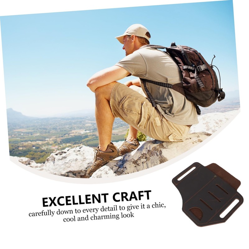 BESPORTBLE Elegant Brown Leather Belt Organizer Flashlight Pen Pocket for
