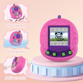 BEARDDO Virtual Pet Toy Silicone Case for Giga Pet Virtual Pet, Electronic Pet Case Cover for Kids Ages 5 and Up Giga Pet Protective Cover for Interactive (Dark Pink)