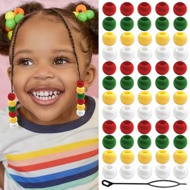 NAISKA 60PCS Soccer Party Hair Beads Red Green Beads for Hair Sports Themed Loc Jewelry Dreadlock Round Bead Xmas Bead for Hair Braids Kids Rave Acces