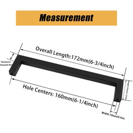 goldenwarm 5 Pack Black Kitchen Cabinet Handles Dresser Drawer Pulls - Kitchen Cupboard Handles 6-1/4 inch Hole Centers Dresser Drawer Handles for Cabinet Door Hardware