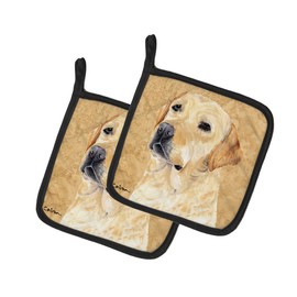 Caroline's Treasures SC9133PTHD Labrador Wipe Your Paws Pair of Pot Holders Kitchen Heat Resistant Pot Holders Sets Oven Hot Pads for Cooking Baking BBQ, 7 1/2 x 7 1/2