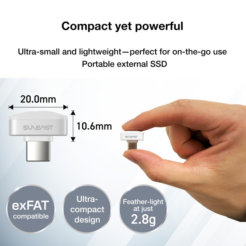 SUNEAST SE-PS256G2LNN1WF External SSD with USB-C Connection, Portable SSD Nano