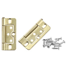 uxcell 2Pcs 3x1.4 Inch Door Hinges Non-Mortise No Noise Bifold Door Hinges Plating for Cabinet Furniture Window Wardrobe with Screw, Golden