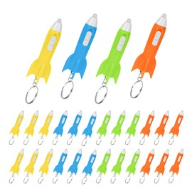 Pack of 24 Key Chain Torches, Mini Rocket Torch LED, Hanging Decorating Adorable Rocket Head Keychain, Children's Birthday Giveaway, Christmas Day, Camping, Outdoor Safety