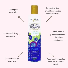 Shampoo Matizador Mora Azul 300g 20piezas Nekane